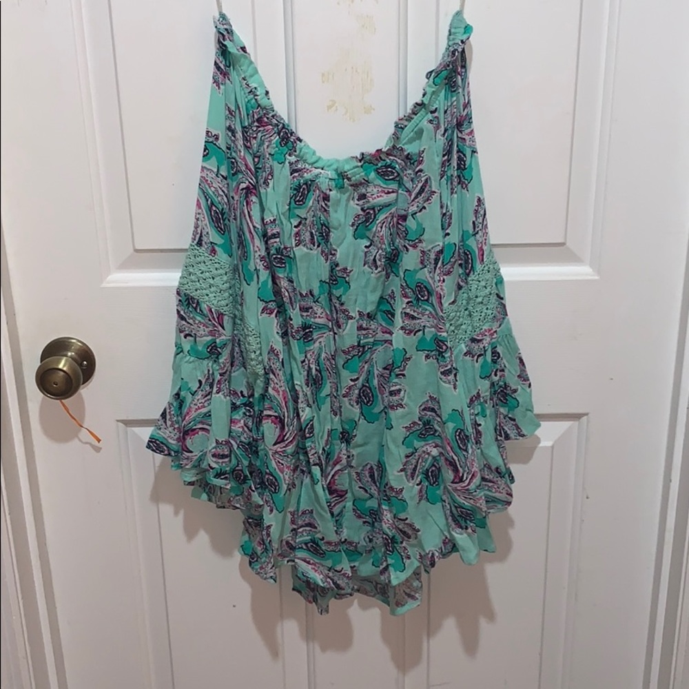 Paisley bell sleeved off the shoulder blouse